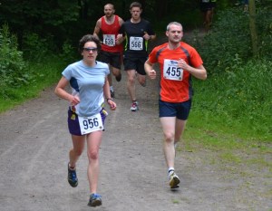 Near the start. Testing gel holders on a race belt for the first time.