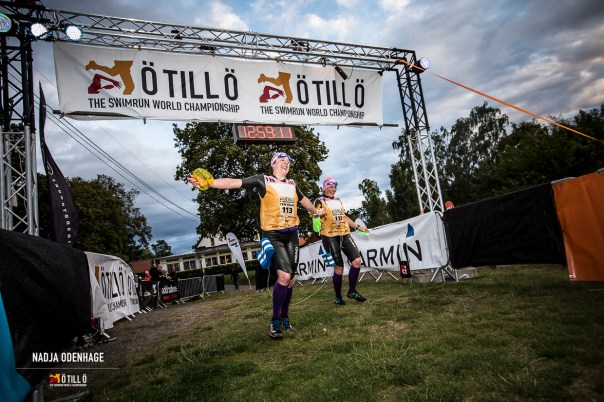 At the finish line! The only actual picture of us racing ...