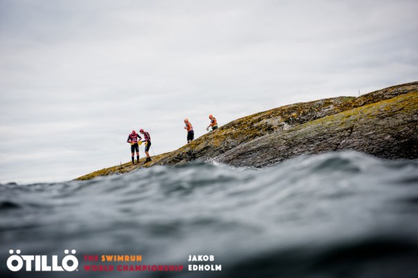 Entering a swim (yes, it is us in orange!)